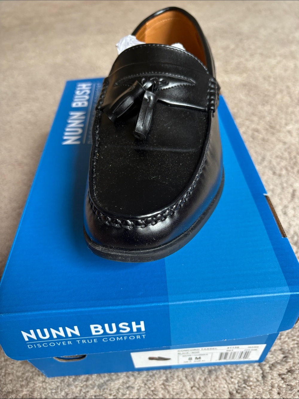 Brand New Nunn Bush Black Leather Tassel Slip-On Loafer